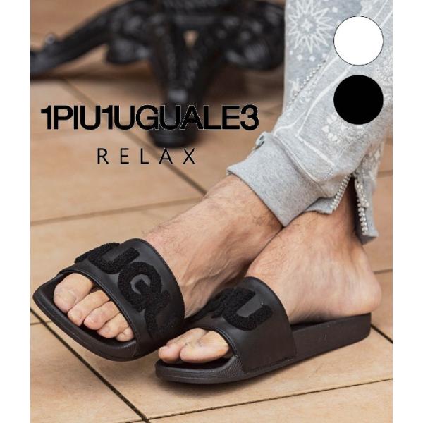 1PIU1UGUALE3 RELAX ウノピゥウノウグァーレトレ モノクロサガラ刺繍シャワーサンダル...