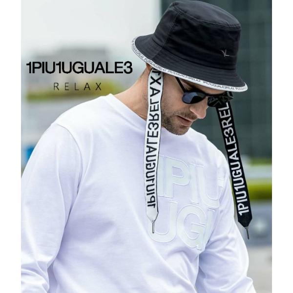 1PIU1UGUALE3 RELAX ウノピゥウノウグァーレトレ リラックス ロゴテープバケットハッ...