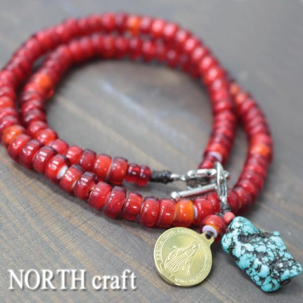 NORTH craft ノースクラフト ビーズ ネックレス ホワイトハーツネックレス　チャーム付(レ...