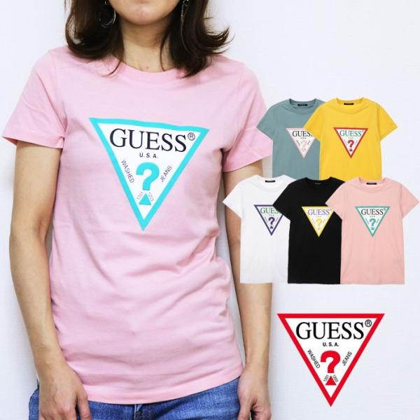 ゲス GUESS Tシャツ 半袖 レディース 半袖Tシャツ おしゃれ ブランド ロゴ 白 黒 yj2...