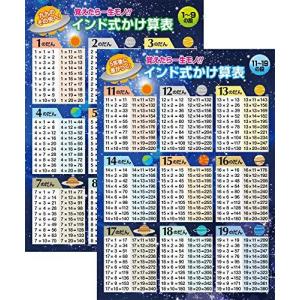 インド式かけ算表 1〜9の段&11〜19の段 2枚コンプリートセット  お風呂ポスター 防水 A2サイズ 九九 お風呂の学校…