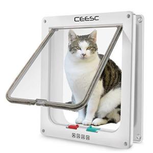 CEESC 4WAY ペットドア 小型 犬 猫 ペット出入り口 ドア 勝手口 扉 冷暖房対策 日本語取扱説明書付き