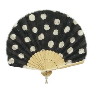 扇子 Ripple シェル扇子22 レディース 52-52 Fluffyドット/ブラック 22
