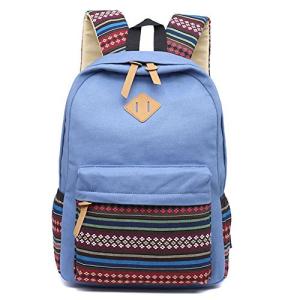 Yokeeyo リュック バックパック 中学生 ガールズ 女の子 多機能 通学 PC収納 撥水 帆布 ストライプ