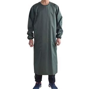 Maifunn エプロン men 作業服 衛生 給食 料理 飲食 工場 業務用 上品 無地 防水 防汚 薄手 肌触り 多機能 H型 男性用 シンプル ブルー MF0008-Dark green