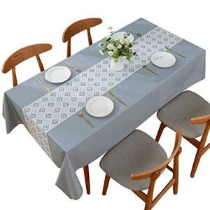 remecle テーブルクロス テーブルカバー 撥水 PVC 北欧 137cm x 220cmずれにくい 汚れ防止 手入れ簡単 ダイニングテーブル 長方形 cloth2tランナーブルー