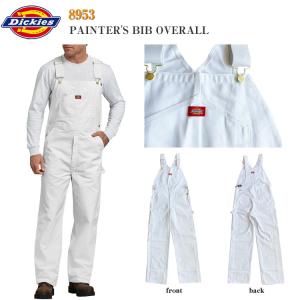 【Dickies】8953 ディッキーズ ペインター ビブ オーバーオール PAINTER’S BIB OVERALL レングス 股下 32インチ ホワイト 白 デニム メンズ レディーズ｜uppercut