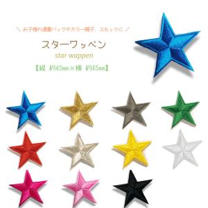 どれでも5枚以上でメール便送料無料！アイロンで簡単貼り付け♪【ワッペン市場】ワッペン スター 星 アップリケ 刺繍 アイロン 手芸 入園グッズ 入園準備
