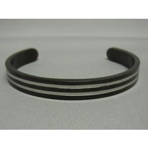 メンズ ステンレス ブラック ストライプ バングル