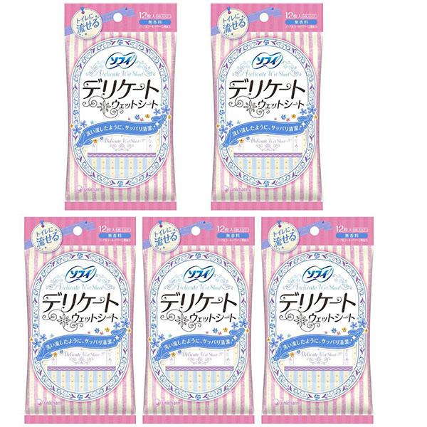 ソフィ デリケートウェットシート　無香料　 6枚入X2コ×5袋セット