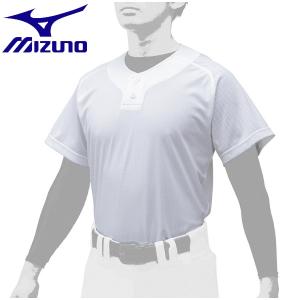 ◆◆ ＜ミズノ＞ MIZUNO シャツ・セミハーフボタンタイプ(ユニセックス) 12JC0F45 (01：ホワイト) 野球・ソフトボール｜upstairs