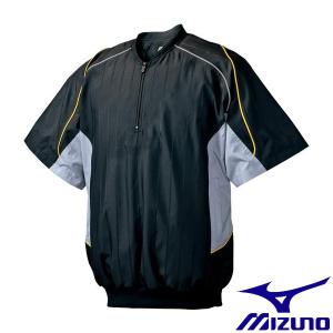 ◆◆ ＜ミズノ＞ MIZUNO ハーフZIPジャケット／半袖(2013世界モデル) 52WW388 (09：ブラック×グレー)｜upstairs