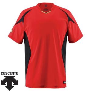 ◆◆○送料無料 メール便発送 ＜デサント＞ DESCENTE ベースボールシャツ (RED：レッド) DB116-RED｜upstairs