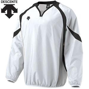 ◆◆○送料無料 メール便発送 ＜デサント＞ DESCENTE ウインドジャック (WBK：ホワイト／ブラク) 野球 Vジャン PJ320B-WBK｜upstairs