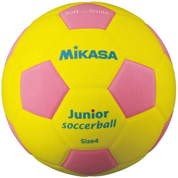 ◆◆ ＜ミカサ＞ MIKASA スマイルサッカー軽量4号 SF4JYP (黄×ピンク) サッカー・フ...