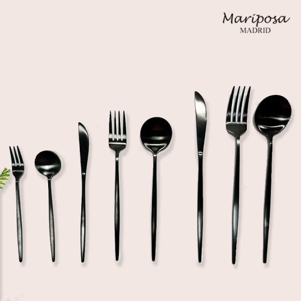 【8種セット】mariposa マリポーサ チタニウム カトラリーセット black ブラック ステ...