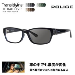 ポリス メガネフレーム サングラス 調光レンズセット POLICE VPL660J 03LR 55 スクエア 伊達 眼鏡 メガネ ニコン トランジションズエクストラアクティブ