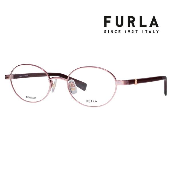 FURLA フルラ 眼鏡 伊達メガネ VFU963J 08R5 50 オーバル メタル チタン ジャ...