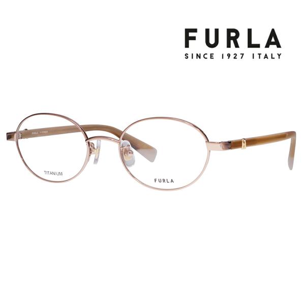 FURLA フルラ 眼鏡 伊達メガネ VFU963J 0A40 50 オーバル メタル チタン ジャ...