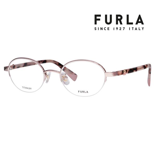 FURLA フルラ 眼鏡 伊達メガネ VFU964J 0196 49 オーバル ナイロール チタン ...