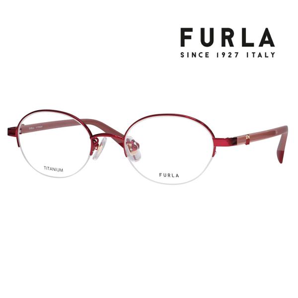 FURLA フルラ 眼鏡 伊達メガネ VFU964J 08F5 49 オーバル ナイロール チタン ...