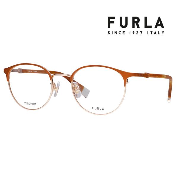 FURLA フルラ 眼鏡 伊達メガネ VFU966J 0493 49 ボストン メタル チタン  ジ...