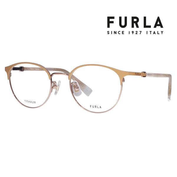 FURLA フルラ 眼鏡 伊達メガネ VFU966J 0C1L 49 ボストン メタル チタン  ジ...