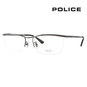 ポリス メガネフレーム POLICE VPLG48J 0K59 55 2023年モデル  メンズ スクエア メタル ハーフリム ナイロール チタニウム 眼鏡 伊達メガネ
