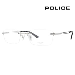 ポリス メガネフレーム POLICE VPLL39J 0579 55 2023年モデル  メンズ スクエア リムレス ツーポイント 縁なし チタニウム 伊達メガネ 眼鏡