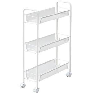 山善 バスケットワゴン キャスター付き 幅19 3段 ホワイト_44307 LKW-3S