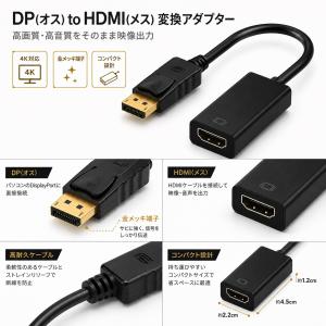 DP-HDMI変換ケーブル 0.5m 4K対応...の詳細画像1