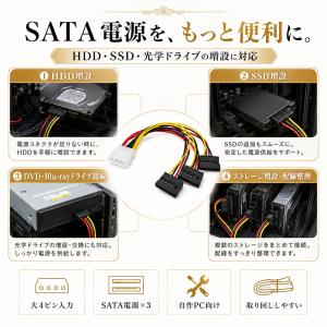 大4ピン-SATA電源分岐ケーブル 3分岐 H...の詳細画像2