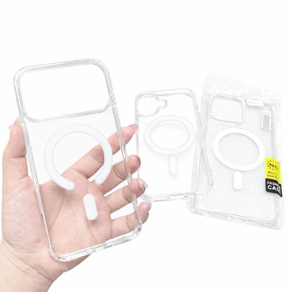 17 ProMax 対応 マグネット内蔵 クリアケース 磁気吸着 TPU 耐衝撃 ワイヤレス充電対応...