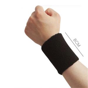 リストバンド 手首サポーター 黒色長さ8cm 単品 厚手パイル地 汗止め 吸汗 通気性 保温 無地 スポーツ テニス バスケ 野球 推し活 sp10000a014-black8cm
