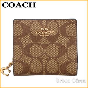 完売 コーチ 財布 二つ折り COACH C3309 カーキ×ブラック シグネチャー PVC レザー Cチャーム スナップ ラウンド ジップ ウォレット IMCBI アウトレット