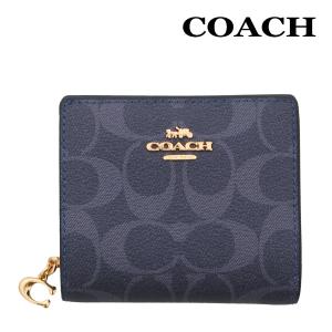 コーチ 財布 二つ折り COACH C3309 デニムマルチ シグネチャー PVC レザー Cチャーム スナップ ラウンド ジップ ウォレット IMDEI アウトレット