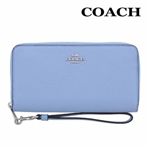 コーチ 財布 COACH C4451 マーブルブルー ラグジュアリー ペブルド レザー ジップ アラ...