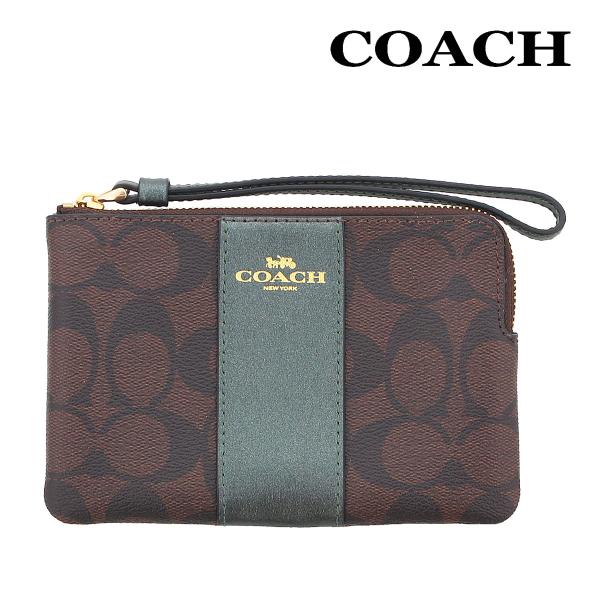 コーチ ポーチ 小物入れ COACH C8110 ブラウン×メタリックアイビー シグネチャー PVC...