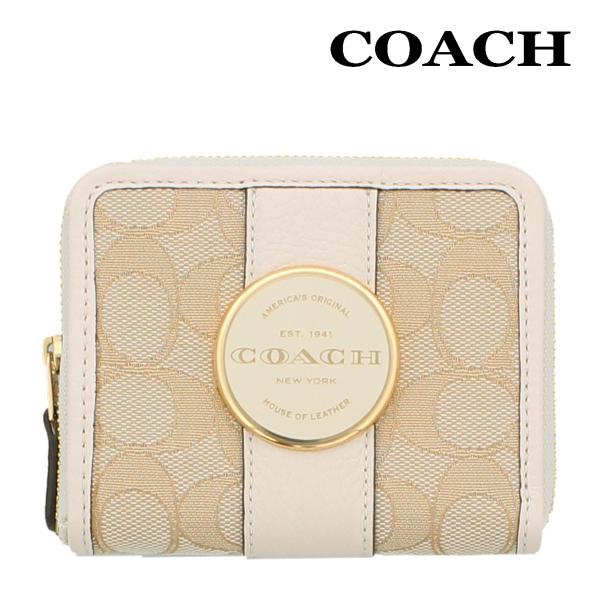 コーチ 財布 二つ折り COACH C8323 ライトカーキ×チョーク ロニー シグネチャー ジャガ...