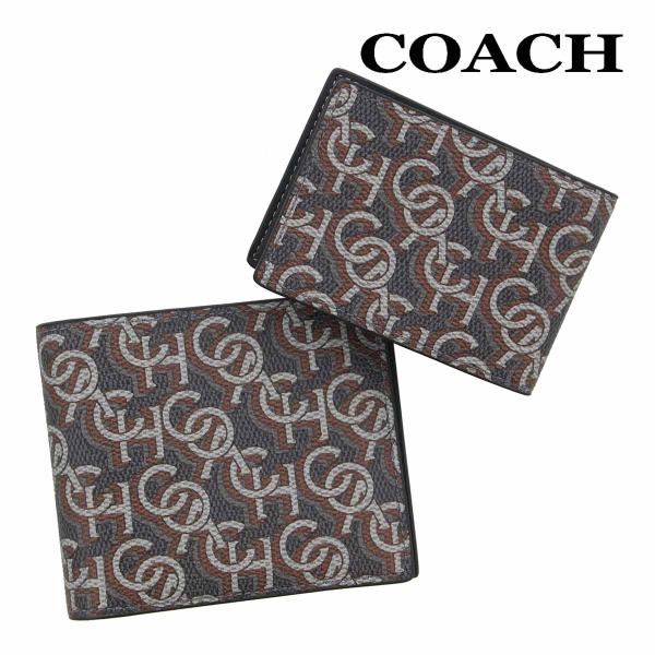 コーチ 財布 二つ折り メンズ COACH CF134 ブラック モノグラム プリント 3IN1 ウ...