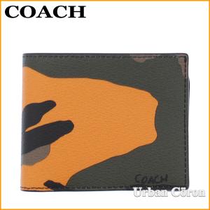 完売 コーチ 財布 二つ折り COACH F32438 タンジェリンマルチ 3IN1 カモフラージュ プリント PVC レザー コンパクト ID　コイン ウォレット TAG アウトレット