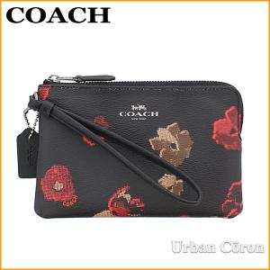 完売 コーチ ポーチ 小物入れ COACH F55824 ブラックマルチ ハーフトーン フローラル リストレット QB/M2 アウトレット