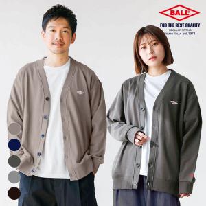 カーディガン 長袖 メンズ ユニセックス ワッペン付き 男女兼用 カジュアル 裏毛 あったかい ペアルック プレゼント  BALL 63521｜URBAN SQUARE
