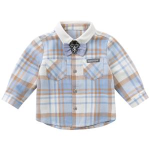 男の子 長袖 シャツ チェック柄 蝶ネクタイ 80 90 100