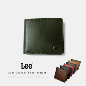 LEE リー ゴートレザー ショートウォレット 二つ折り 短財布 山羊革 本革 / ブランド メンズ 20代 30代 高校生 中学生 男性 財布 祝い プレゼント ギフト