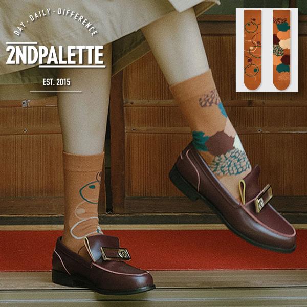 セカンドパレット メープル ブルーム クルーソックス 2nd PALETTE 左右非対称デザインソッ...