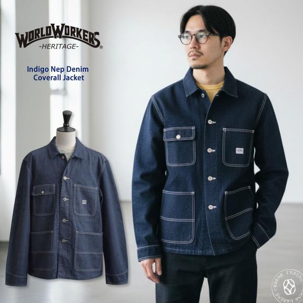 BIG JOHN World Workers インディゴネップ デニム カバーオール メンズ ワーク...