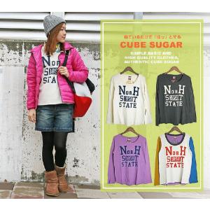 クルーTシャツ キューブシュガー CUBE SUGAR 綿 長袖 カットソー レディース おしゃれ｜urbene