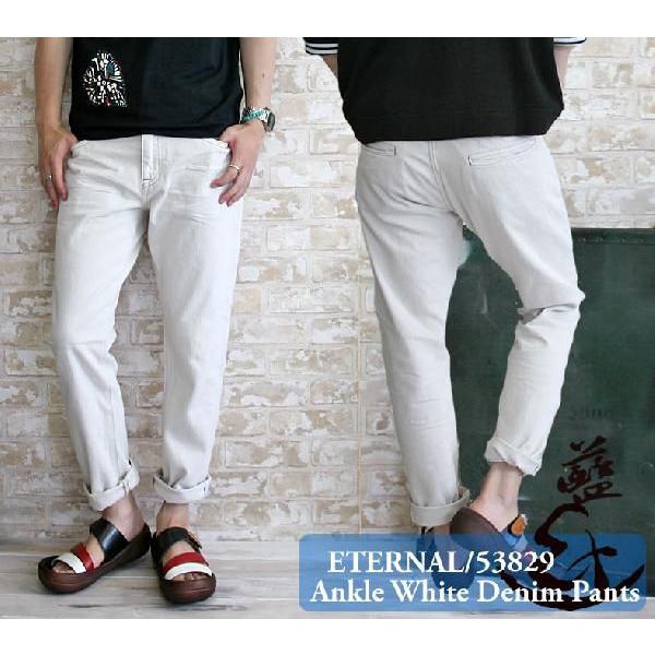 デニムパンツ エターナル タイトストレート アンクル丈 ホワイト Eternal メンズ おしゃれ