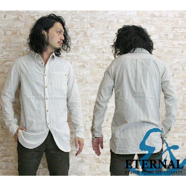 シャツ エターナル ストライプロング シャツコート メンズ Eternal 長袖 おしゃれ